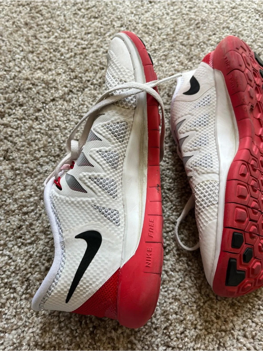 Nike White and Red Running Sneakers